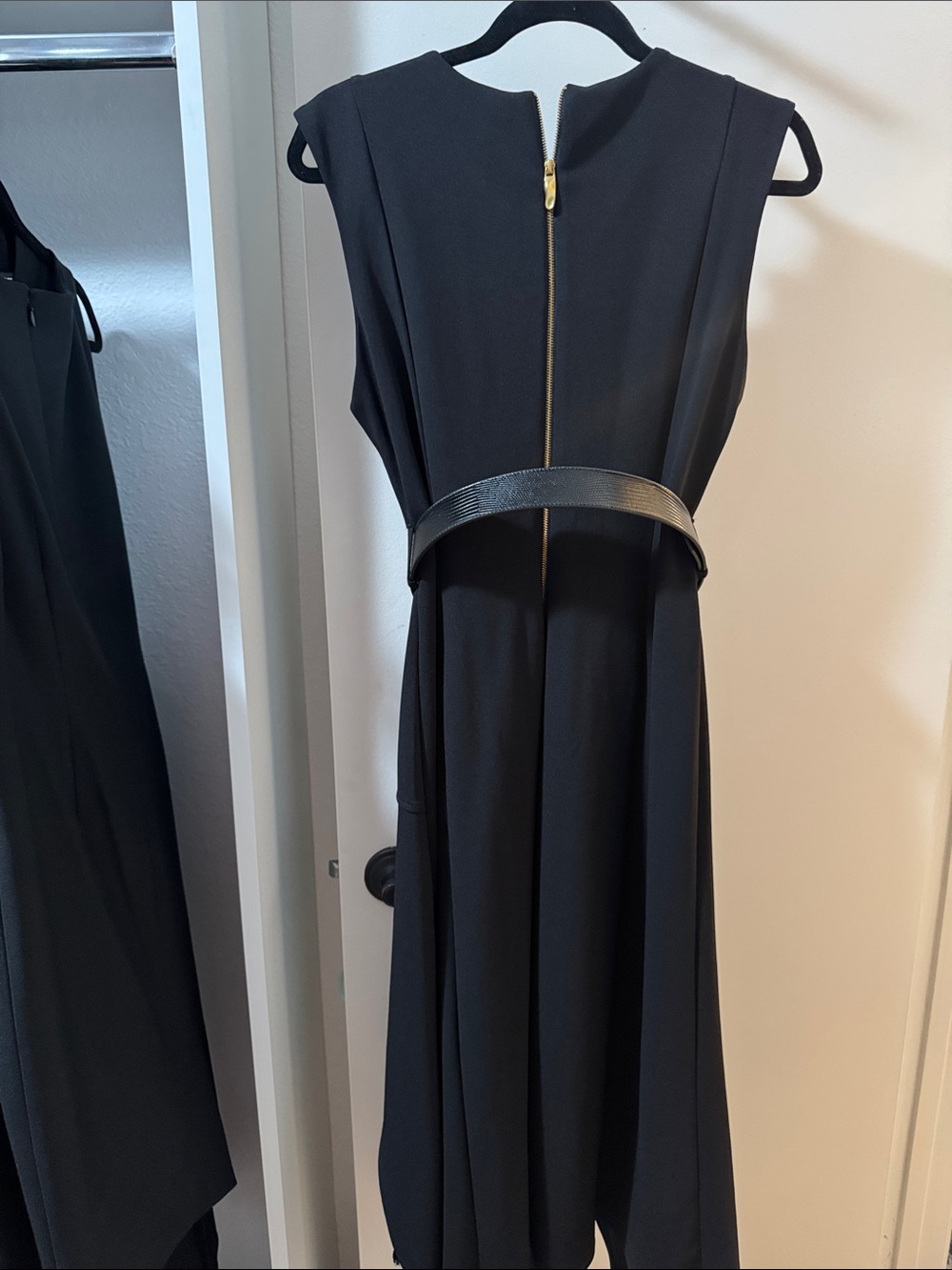 Donna Karan Black Asymmetrical Dress with Gold Buckle Detail - Picture 4 of 4